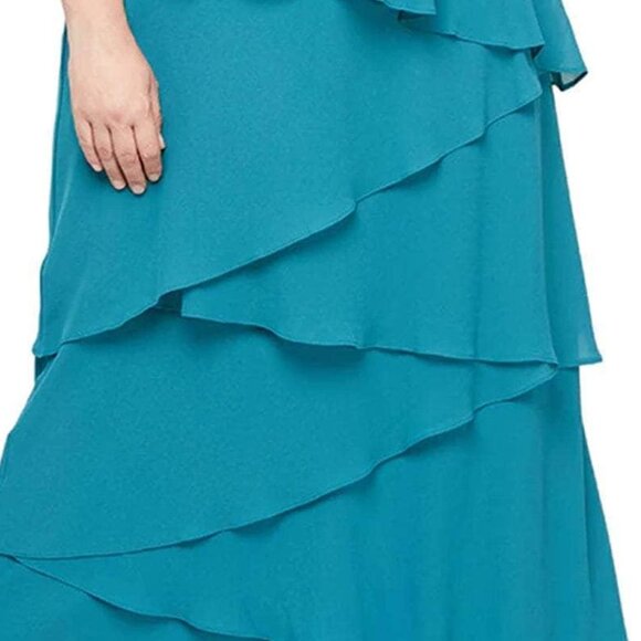 NWT Alex Evenings 8492001 Mother of the Bride Dress Teal size 16W - Picture 3 of 6
